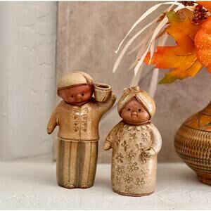 Vintage Fitz And Floyd Stoneware Japan Figurines - Boy & Girl Set